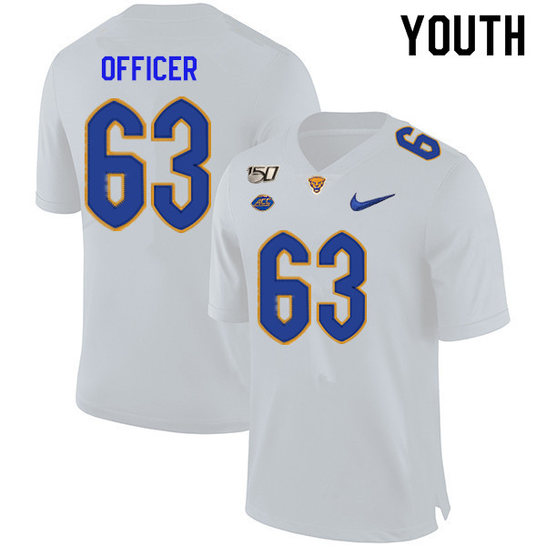 2019 Youth #63 Alex Officer Pitt Panthers College Football Jerseys Sale-White